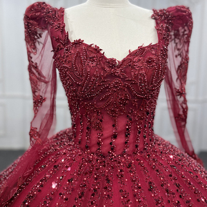 Vestido de Gala Ecológico de Cachemira con Lentejuelas Rojas y Apliques, para Novia, Fiesta de Graduación, Noche, Jancember 9743-1 - Product Image 3