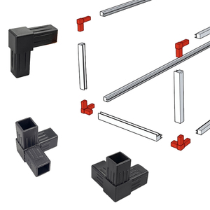 Factory Supply Abs Pc Pom Peek Pe Pp Plastic Black Square Connector For Square Tube 20*20 25*25 30*30 Square Steel Tube