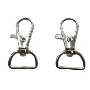 Gantungan kunci logam gesper putar dengan d-ring aksesoris bagasi gantungan kunci Spring Snap Hook bentuk D seng Alloy tas perangkat keras Trigger Hook