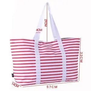 Bolso de playa a rayas para compras de viaje, bolsa grande Oxford con asa de PP, se acepta logotipo personalizado, 1 ud./bolsa opp China