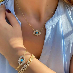 Collar con colgante de Moana para mujer, Gargantilla con piedras, pestañas, pavé de ojo turquesa, CZ, joyería para mujer 2022 - Product Image 6