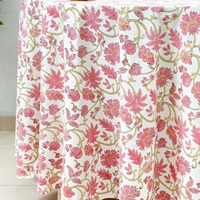 Nappe ronde en coton 100% à imprimé floral rose, couverture décorative pour table de salle à manger, jardin, patio et décoration de table à domicile