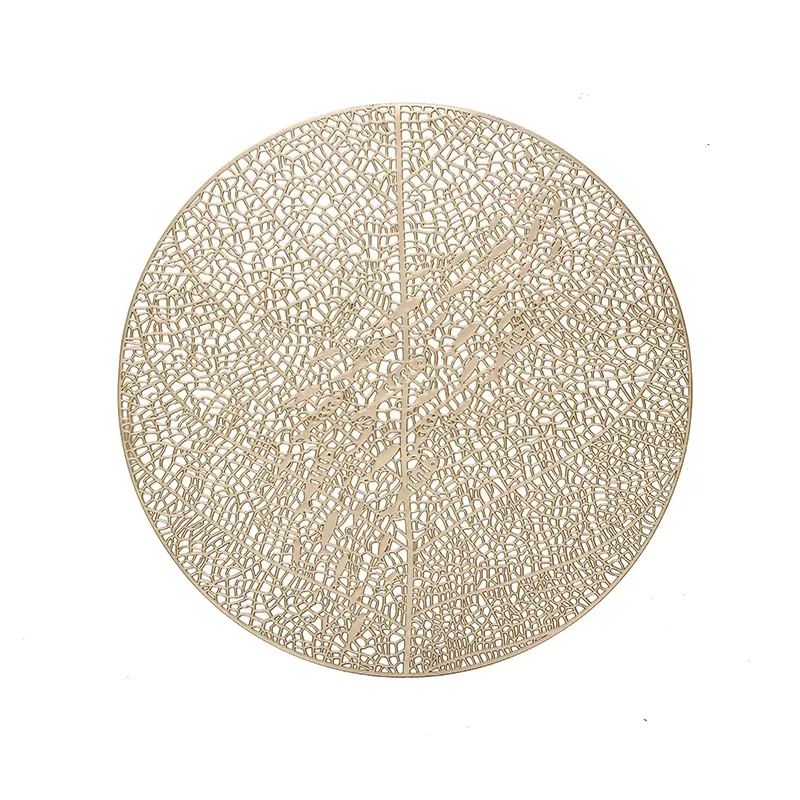 Fish Feature Round Shape Print Pressed Vinyl Metallic PVC Placemats Table Mats for Everyday Use, Home Table Decoration