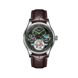 Montres multifonctionnelles pour hommes avec double fuseau horaire/phases lunaires, tourbillon volant, lumineuses et étanches, nouveau design, fabrication OEM/ODM - Product Image 3