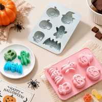 Moule en silicone pour gâteau d'Halloween, formes citrouille, chauve-souris, crâne, fantôme, moules en silicone pour bonbons, chocolat, biscuits, savon, bonbons gélifiés DIY