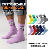 Chaussettes en tricot personnalisées avec motifs d'expressions amusantes, impression 3D par sublimation, chaussettes fantaisie, chaussettes personnalisées avec photo, chaussettes unisexes