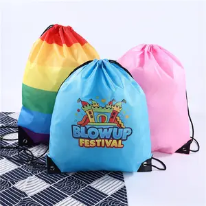 Factory Price Cheap Plain Cinch Make Up Polyester Shopping Drawstring Pouch Bag Swimming Training Bag