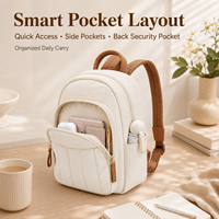 Mini sac à dos personnalisé en nylon léger, imperméable, durable, beige naturel, décontracté, petit, portable, pour femmes, sac à dos de poche quotidien