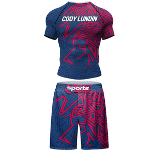 Bonne usine T-shirt à séchage rapide personnalisé <span class=keywords><strong>pantalon</strong></span> hommes 4 pièces/ensemble brésilien grappling Bjj boxe éruption garde Sport vêtements combinaison de boxe - Product Image 2