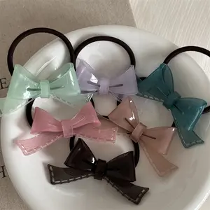Japanese Style Girls' Headpieces 3D Resin Bow Elastic Hair Band All Match Daily Hair Ropes for Teenagers Simple Rubber Band