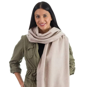Chal de Lana de Cordero 100% Auténtica de Mongolia Interior, Transpirable, de Lujo, Color Crema, Tejido, Talla Grande para Mujer, Invierno - Product Image 1