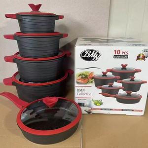 <span class=keywords><strong>Cadeau</strong></span> de mariage : Ensemble de 10 ustensiles de <span class=keywords><strong>cuisine</strong></span> antiadhésifs en aluminium, comprenant une casserole gaufrée, de fabrication chinoise, pour la <span class=keywords><strong>cuisine</strong></span> domestique et les fêtes du Ramadan - Product Image 3