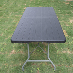 EN581 Mesa plegable moderna de 6 pies, 180 Cm, mesa de plástico negro de <span class=keywords><strong>8</strong></span> pies, ligera y duradera para hoteles, hospitales, entradas, villas - Product Image 3