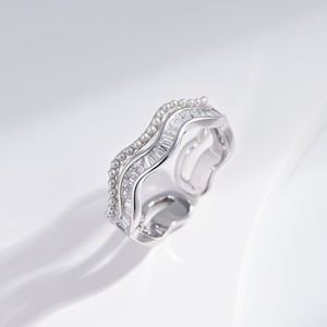 wholesale plata 925 sterling Silver Wave layer <b>ring</b> fine adjustable zirconia engagement wedding promise <b>finger</b> <b>rings</b> for woman - Product Image 4
