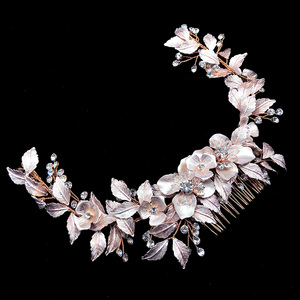 Fait main Mariage Peigne À Cheveux Strass Feuille Floral Accessoires De Cheveux De Mariée Bijoux De Cheveux de Demoiselle D'honneur - Product Image 5