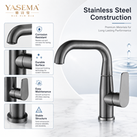 Robinet de lavabo moderne en acier inoxydable, monocommande, pour hôtel, à poser sur le comptoir, finition chromée ou bronze, mélangeur, fabrication OEM