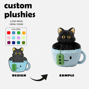 Peluche de Gatito en Taza de Té, Suave y Adorable, Personalizable con MOQ Bajo, Regalo Delicado para Amigos - Product Image 1