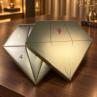 Boîte cadeau calendrier de l'avent personnalisée en forme de diamants avec 6 boîtes numérotées, emballage rigide en papier doré, vente en gros pour cadeaux de fêtes