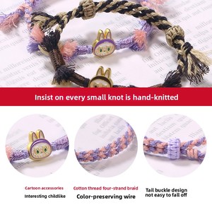 Braccialetto Intrecciato Fatto a Mano con Charm Labubu, Regalo per <span class=keywords><strong>Migliori</strong></span> Amici, Accessori in Oro, Gioielli Trendy e Carini - Product Image 3