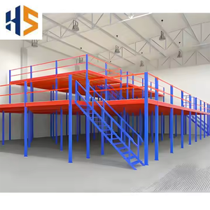 Langlebige Mezzanine-Plattform aus Stahl für Lager Industrielles Stapel regal mit Holzstruktur-Bolzen oberfläche und Pulver beschichtung - Product Image 2