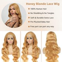 32 pouces miel blond perruque cheveux humains 13X6 dentelle avant perruques cheveux humains pré plumé 180% densité blonde corps vague perruque cheveux humains