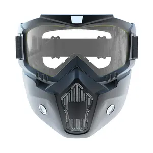 Yijia Optische Paintball Masker Anti Fog Motorfiets Helm Bril Met Afneembare Gezichtsmasker Motocross Bril