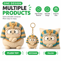 Peluche personnalisée Pharaons Égyptiens brodée anti-stress en tissu polyester ultra doux, vente en gros directe usine OEM ODM à bas prix