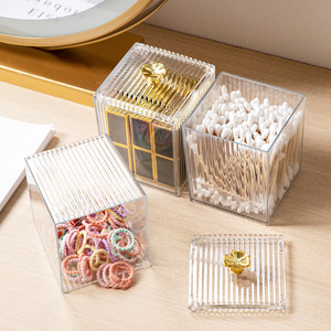 Acrylic Cosmetic Storage Box With Lid 2L For Makeup Pads Cotton Swabs Desktop Organizer Transparent Dustproof - Product Image 3