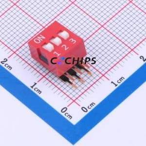 DA-03-R-T DIP Switch Switch Single Pole Single Throw 3 2.54mm 25mA - Product Image 1