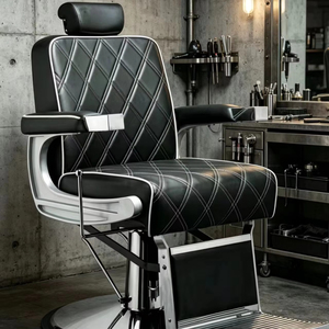 Silla de Barbero Vintage de Diseño Moderno, Silla de Peluquería Resistente con Bomba Hidráulica, Giratoria 360 Grados y Reclinable para Salones de Belleza - Product Image 4