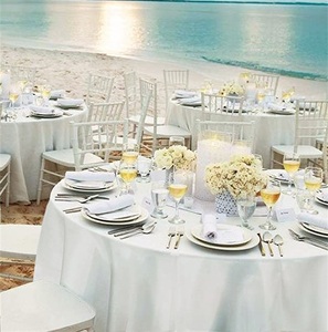 Manteles de poliéster blanco puro personalizados al por mayor, cubiertas de piscina publicitarias a granel para bodas y eventos, técnica tejida - Product Image 1