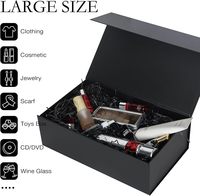 Boîte cadeau magnétique pliable noire, boîte rigide à couvercle rabattable pour cosmétiques, soins de la peau et vêtements