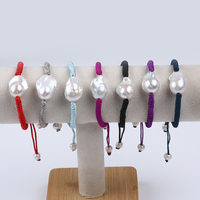 Bracelet ajustable fait main en perles véritables de forme baroque pour femmes et dames