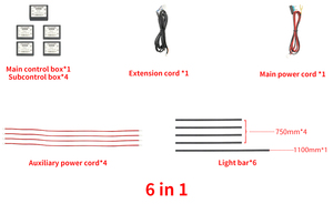 Universal 12V 6-in-1 Smart RGB Interior Ambient Light Strip Car Atmosphere Symphony LED Lighting - Product Image 6