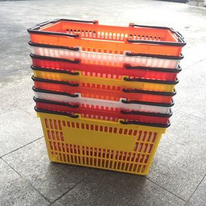 Розовая пластиковая корзина с двойной ручкой для супермаркета - Product Image 5