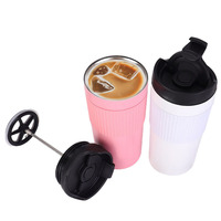 Mug de voyage à café à double paroi en acier inoxydable avec revêtement en poudre personnalisé de 450 ml avec infuseur à thé