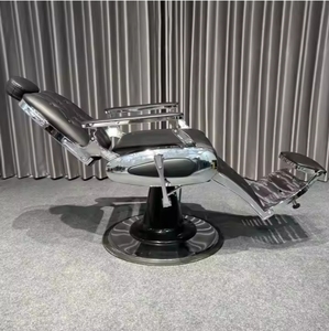 Sillón de Barbería Ergonómico Clásico Negro, Rotación de 360 Grados, Altura Ajustable, Cuero PU Resistente, Detalles Plateados, para Salón de Belleza - Product Image 5
