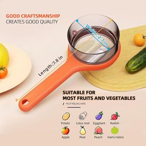 Lot de 3 éplucheurs de cuisine manuels multifonctions en acier inoxydable pour fruits et légumes, lame dentelée, écologiques, compatibles lave-vaisselle - Product Image 2