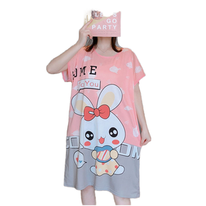 DDP estate Plus Size camicie da notte Casual manica corta Cartoon <span class=keywords><strong>pigiama</strong></span> di grandi dimensioni in maglia <span class=keywords><strong>pigiama</strong></span> da notte da <span class=keywords><strong>donna</strong></span> - Product Image 1