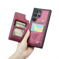 Étuis de téléphone portable antichoc en cuir PU gaufré au design professionnel avec porte-cartes pour S25 Ultra A56 5G