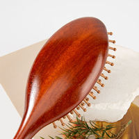 Brosse de massage du cuir chevelu personnalisée OEM en bambou et bois de santal avec coussin d'air et picots espacés de 9 mm pour femmes aux cheveux épais, longs et bouclés
