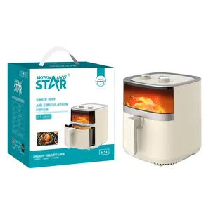 WINNING STAR-Horno de circulación de aire visible, olla a presión de 5,5L, freidora de aire sin aceite