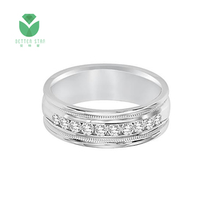 Nhẫn kim cương Perfect <span class=keywords><strong>Pave</strong></span> thiết kế dành cho nam, vàng trắng 18k, kim cương nhân tạo toàn phần, kiểu dáng nhẫn đính hôn, sản xuất tại Trung Quốc - Product Image 3