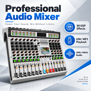 AOFO MK12 Professioneller Digitaler 12-Kanal Metall-Audiomixer mit Eingebautem 99 DSP-Effektprozessor Bluetooth/USB für Live-Sound Studio <span class=keywords><strong>DJ</strong></span>-Einsatz - Product Image 2