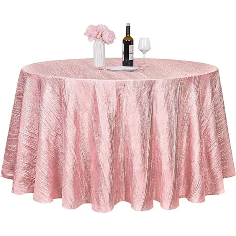Wholesale luxury Accordion Crinkle Taffeta Tablecloth with Round Shape for Bridal Party