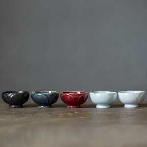 Handmade Ceramic Lotus <b>Teacup</b> Set With Tray For Afternoon Tea 3 Colors Available - Product Image 2