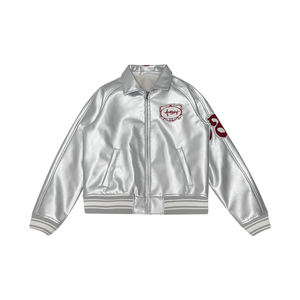 جاكيت رجالي كاجوال من جلد البولي يوريثان عالي الجودة بتقنيات تطريز وتزيين على الجيوب، جاكيت ثقيل الوزن بستايل الهيب هوب - Product Image 1