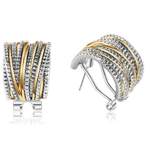 Modernos Pendientes de Clip Chapados en Oro Blanco con Cristales de Estrás en Talla Canal para Mujer, Joyería de Moda para Fiestas - Product Image 1