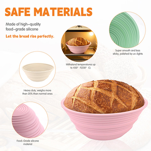 4Pcs <b>Silicone</b> Banneton Bread Proofing Baskets Round Foldable Non-Stick Dough Bowl - Product Image 4