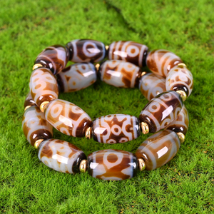 Bracelet en perles d'agate tibétaine naturelle Dzi, bracelet Dzi à neuf yeux en cristal ancien - Product Image 5